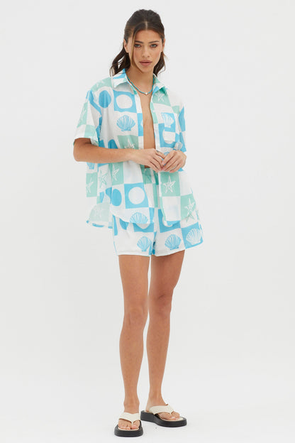Just A Hunch Shorts Shell Print Green Multi