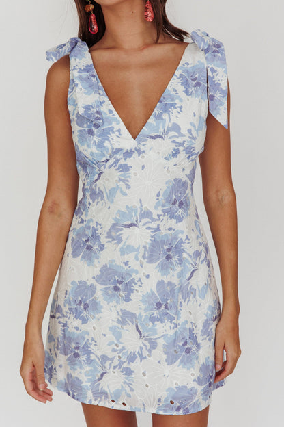Mykonos Morning Shoulder Mini Dress Blue