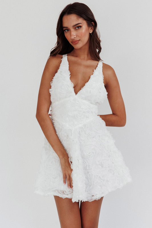 Lavalle Criss-Cross Embellished Mini Dress White