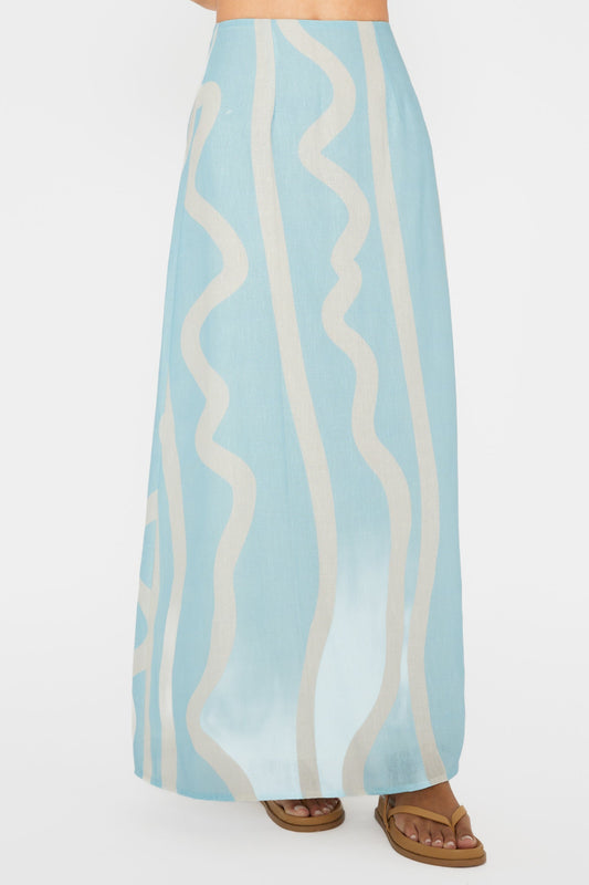 Meet Me There Maxi Skirt Abstract Blue
