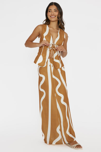Meet Me There Maxi Skirt Abstract Tan