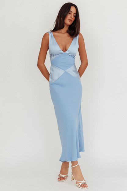 Soul Fire V-Neck Maxi Dress Blue