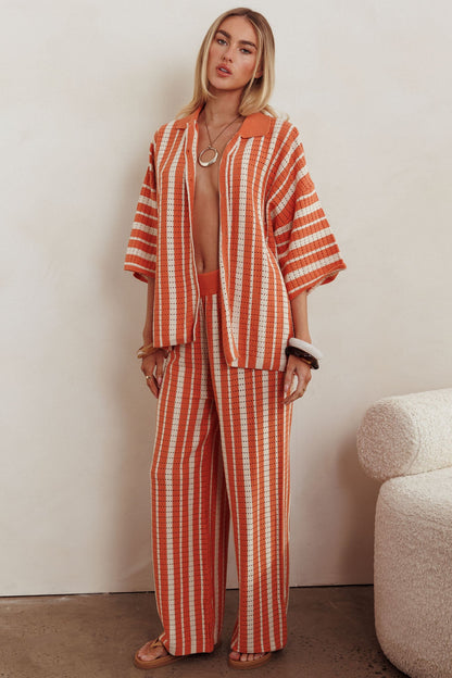 Influence Knit Straight Leg Pants Orange