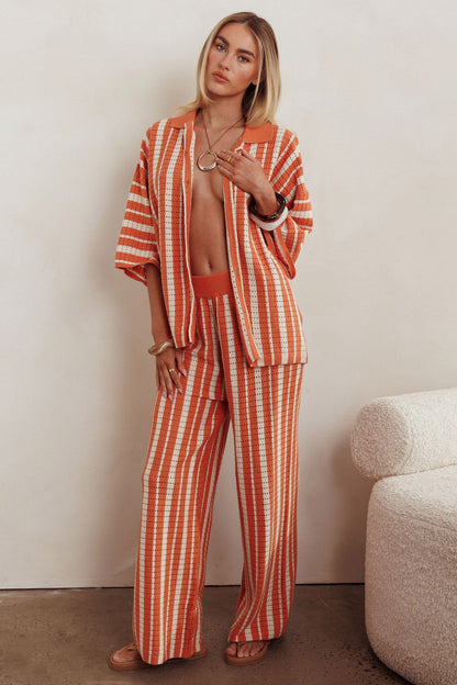 Influence Knit Straight Leg Pants Orange
