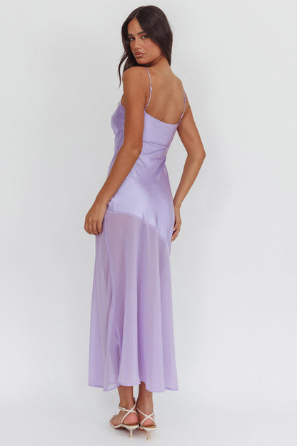 Gilded Dream Chiffon Hem Maxi Dress Lilac
