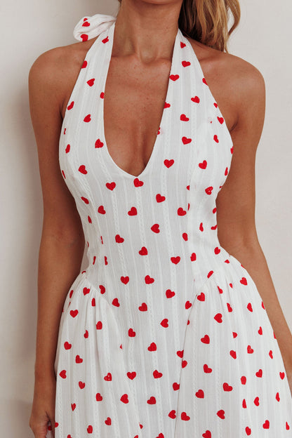 El Corazon Halterneck Dress Heart Print