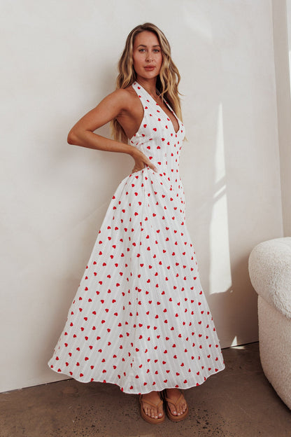 El Corazon Halterneck Dress Heart Print