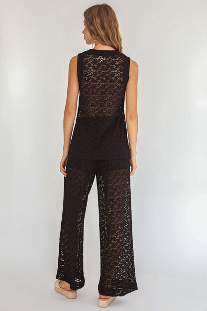 Canyons Wide Leg Pants Lace Black