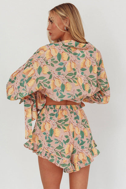 Telling Secrets Frill Trim Shorts Lemon