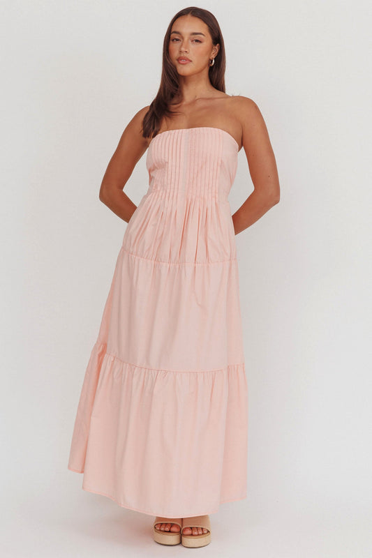 Deisa Pintuck Pleat Maxi Dress Cheek