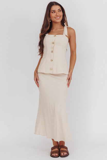 Post It Mid-Rise Maxi Skirt Cream