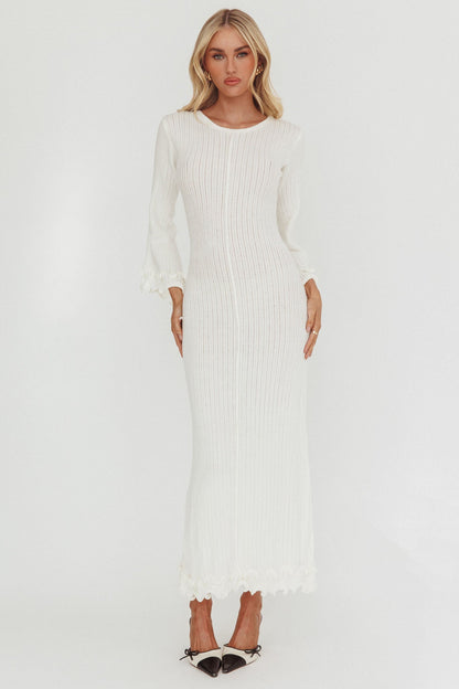 Wrenna Bell Sleeve Knit Maxi Dress White