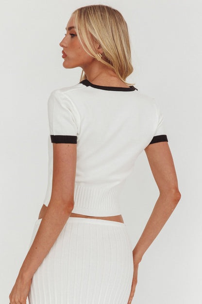 Yaeli Button-Up Knit Top White