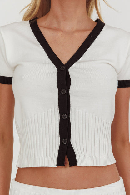 Yaeli Button-Up Knit Top White