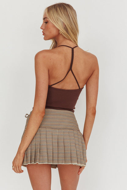 Text Me Pleat Skort Mini Skirt Check