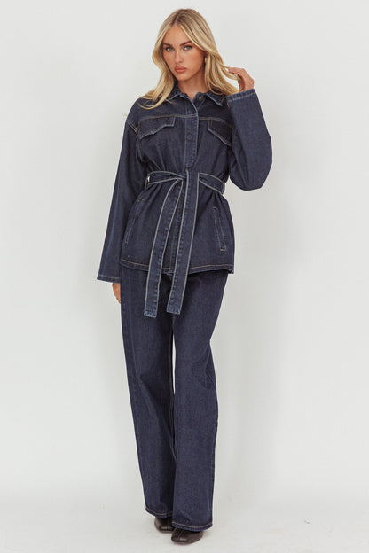 Belisse Straight Leg Pants Denim Blue
