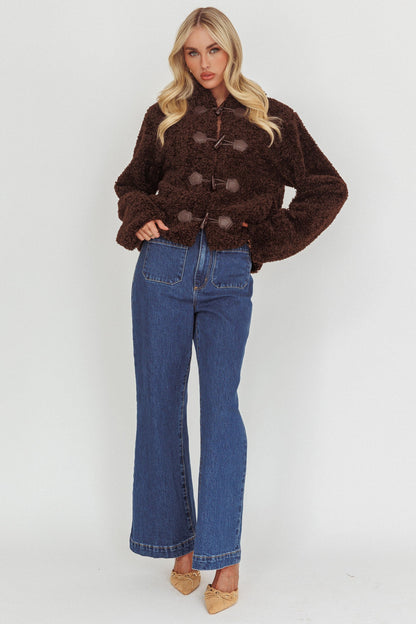 Elaris Hooded Toggle Jacket Brown
