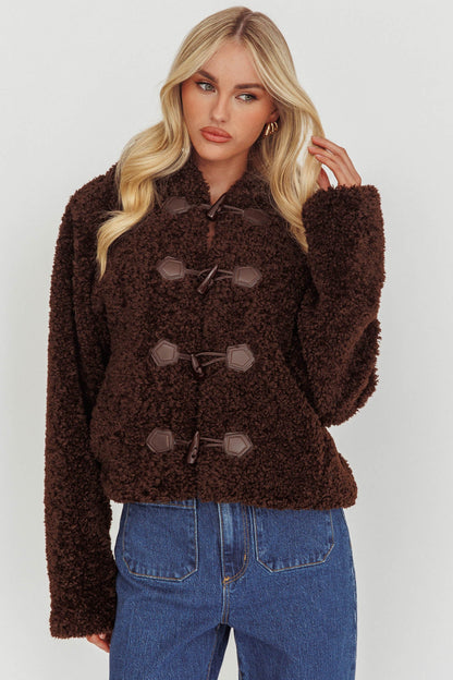 Elaris Hooded Toggle Jacket Brown